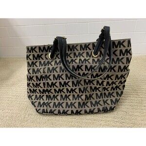 Michael Kors Brown Black Signature Jet Set Shoulder Bag Tote Three Compartments
